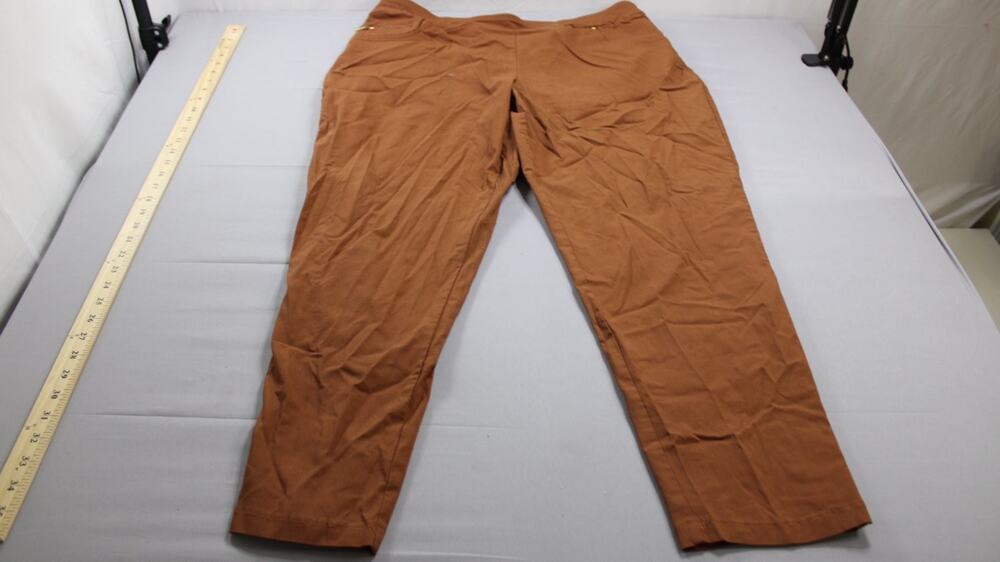 Cato Pants Womens 16W Brown Tapered Leg Elastic Waist Stretch